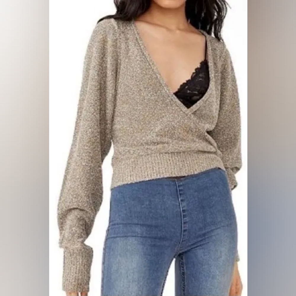 Free People Rose Gold Wrap Sweater